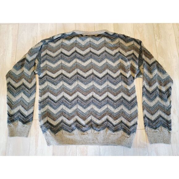 Vintage Northern Isles Sweater‎ Men's Large Geometric Hip Hop 90s Grandpa *Hole* - Picture 2 of 7